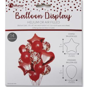 EUROWRAP 14 PIECE BALLOON SET RED APX 45 X 45 CM