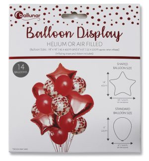 EUROWRAP 14 PIECE BALLOON SET RED APX 45 X 45 CM