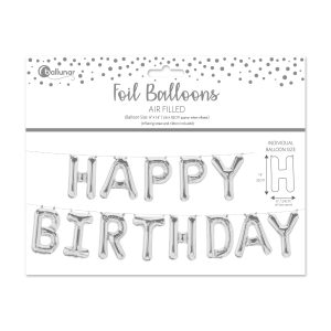 EUROWRAP HAPPY BIRTHDAY SILVER FOIL BALLOON APX 24 X 35CM