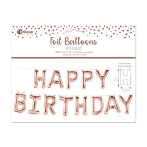 EUROWRAP HAPPY BIRTHDAY ROSE GOLD FOIL BALLOON APX 24 X 35 CM