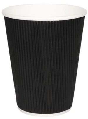 BLACK KRAFT RIPPLE WALL HOT DRINK 25 CUP ( 340ML / 12OZ )
