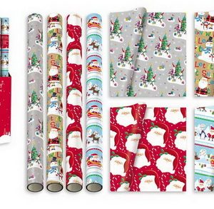 GIFTMAKER CHRISTMAS SANTA & FRIENDS CUTE GIFT WRAP ROLL 69CM X 4M