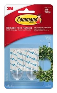 COMMAND MEDIUM CLEAR HOOKS WITH CLEAR STRIPS