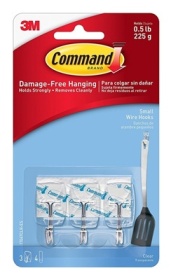 COMMAND SMALL CLEAR WIRE HOOKS WITH CLEAR STRIPS Pack Of 3
