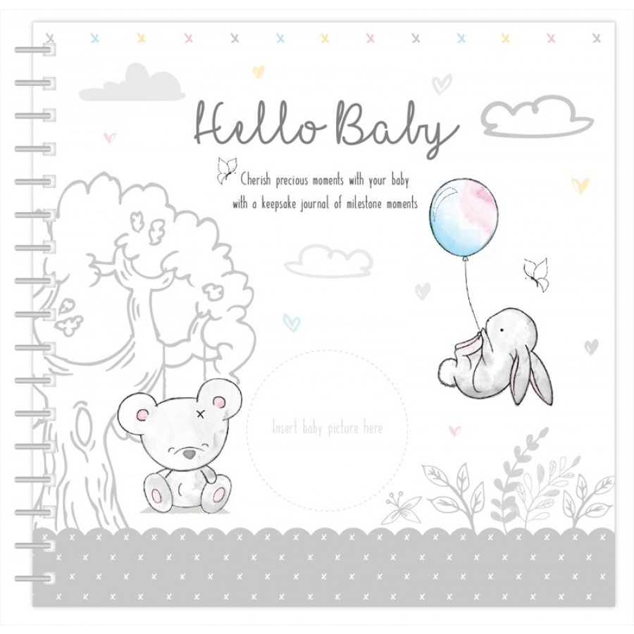 HUGS & KISSES BABY RECORD BOOK 22.5 X 22.5CM