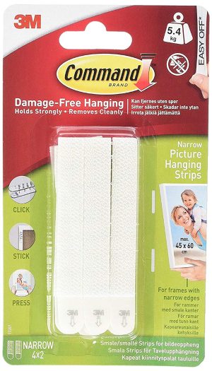 COMMAND NARROW PICTURE HANGING STRIPS 4 PAIRS