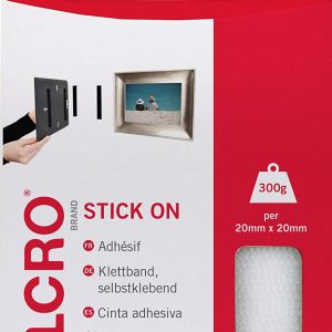 VELCRO WHITE STICK ON TAPE 20MM X 1M
