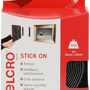 VELCRO BLACK STICK ON TAPE 20MM X 2.5M