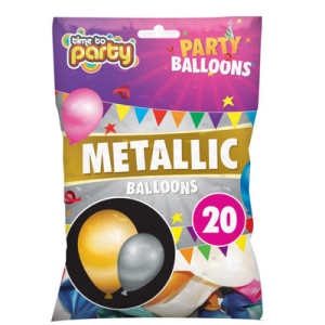 TIME TO PARTY METALLIC BALLOONS Pack Of 20