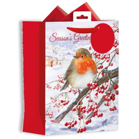 CHRISTMAS MEDIUM GIFT BAG - ROBIN