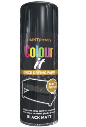 PAINT FACTORY COLOUR IT SPRAY PAINT 250ML - MATT BLACK
