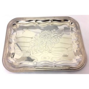 CHROME OVAL TRAY SMALL 29CM X 17CM