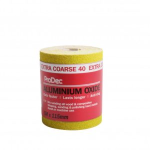 PRODEC 40 GRIT YELLOW ALUMINIMUM OXIDE SANDING PAPER 5M X 115MM