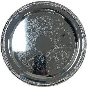 TRI-STAR ROUND NICKEL PLATED TRAY 25 CM