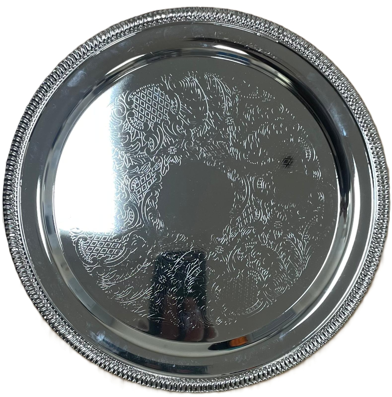 TRI-STAR ROUND NICKEL PLATED TRAY 25 CM
