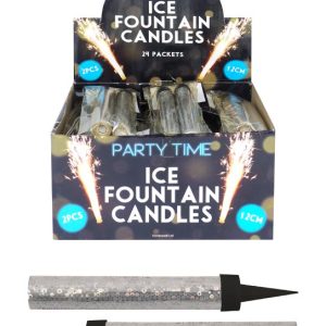 PACK OF 2 SILVER FOUNTAINS CANDLE APX 12CM