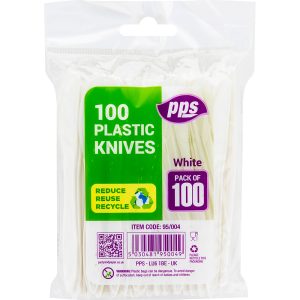 PPS WHITE PLASTIC KNIVES Pack Of 100