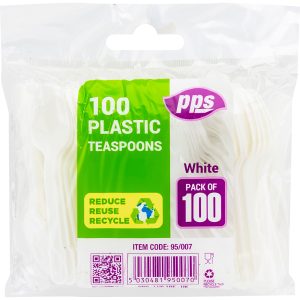 PPS WHITE PLASTIC TEASPOONS Pack Of 100
