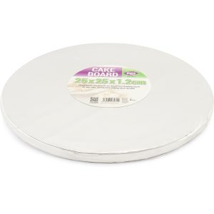 PPS 10 INCH ROUND SILVER CAKE BOARD 5/PK 25X25X1.2CM