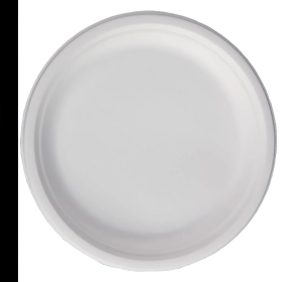 NATURAL LEAF BAGASSE BIODEGRADABLE ROUND PLATE 7" / 18CM Pack Of 50