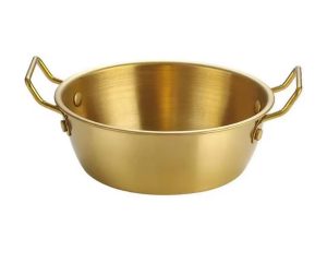 GOLD PLATED SERVING BLATI DISH WITH HANDLE 13CM