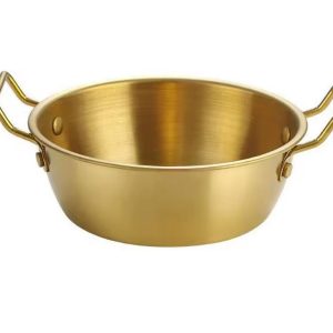 GOLD PLATED SERVING BLATI DISH WITH HANDLE 13CM