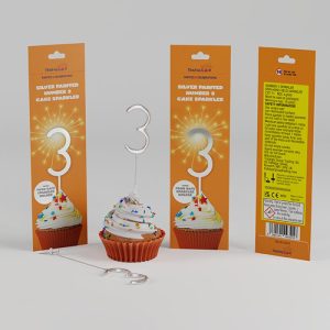 TRAFALGAR SILVER PAINTED CAKE SPARKLER - NO 3