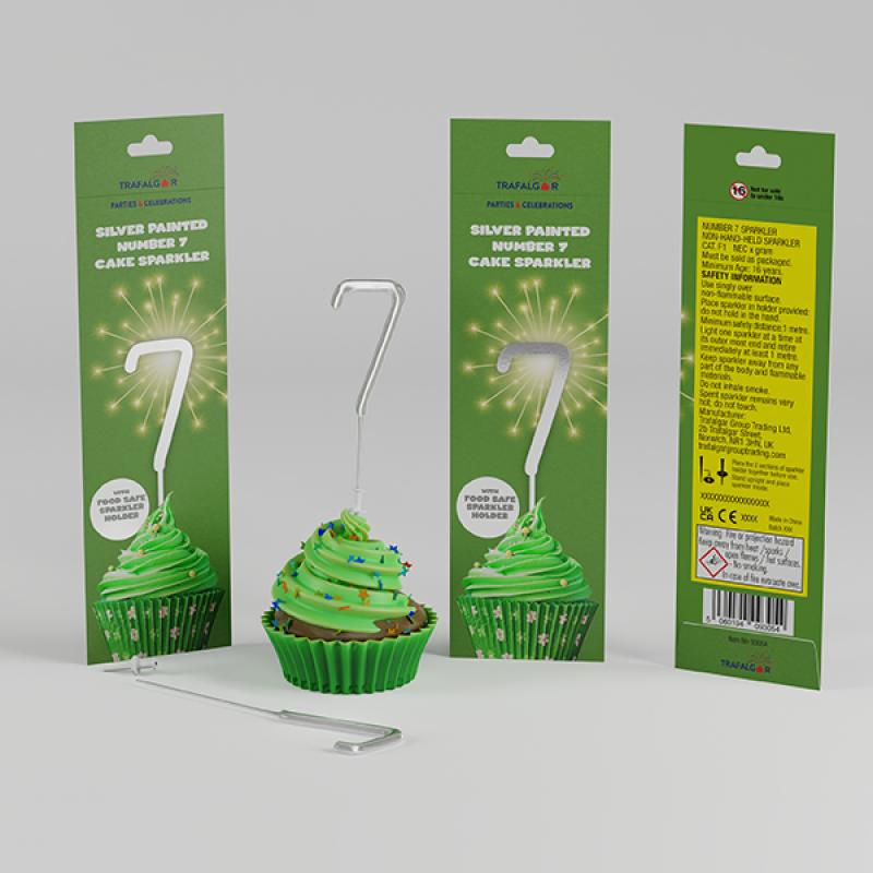 TRAFALGAR SILVER PAINTED CAKE SPARKLER - NO 7