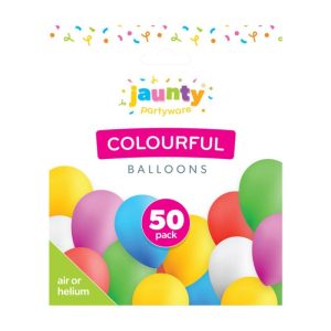 JAUNTY PARTY WARE ASSORTED COLOURFUL HELIUM BALLOONS Pack Of 50