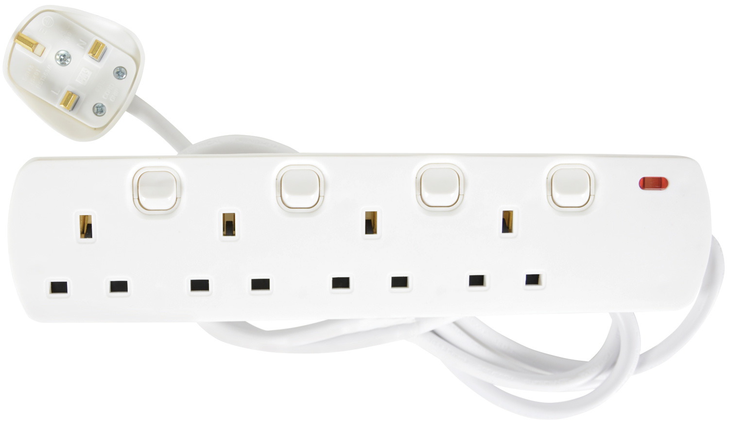 MERCURY 4 GANG EXTENSION LEAD 2M 13A 250V AC
