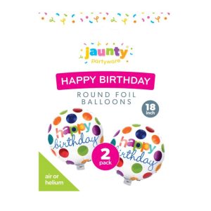 JAUNTY HAPPY BIRTHDAY 18" ROUND FOIL BALLOONS Pack Of 2