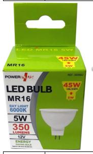 POWER PLUS ENERGY SAVING MR16 5W WARM LIGHT LED BULB