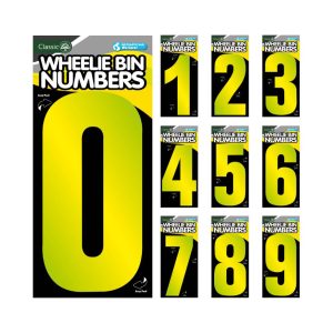 ROWAN HIGH VISIBILITY YELLOW REFLECTIVE WHEELIE BIN NUMBER - 9