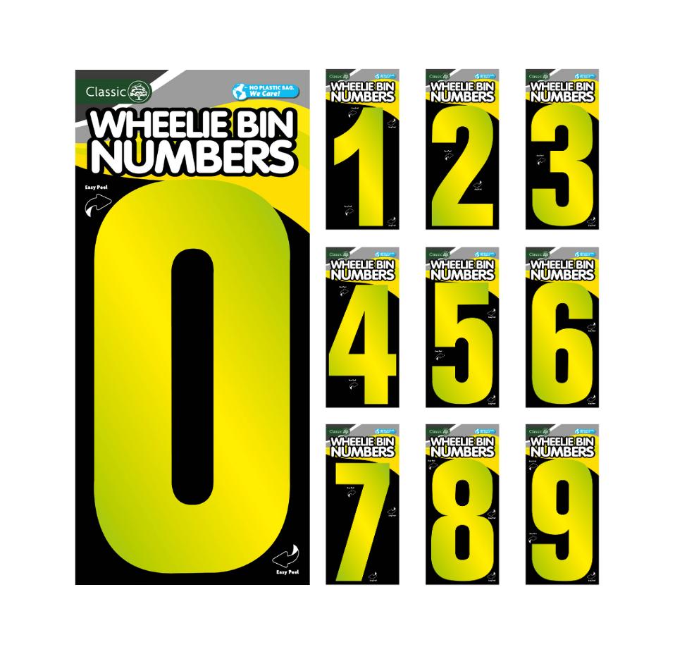 ROWAN HIGH VISIBILITY YELLOW REFLECTIVE WHEELIE BIN NUMBER - 9
