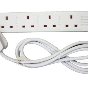 POWER PLUS 4 WAY 13AMP NEON EXTENSION LEAD 2MTR