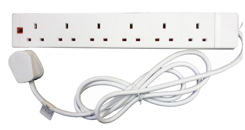 POWER PLUS 6 WAY 13AMP EXTENSION LEAD 2MTR