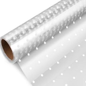 WHITE DOTS CELLOPHANE GIFT WRAP ROLL 80CM X 20M