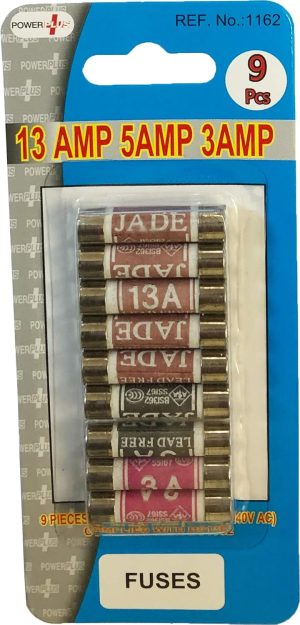 Pack Of 9 MIXED FUSES- 5X13 AMP 2X 3 AMP AND 2X5 AMP