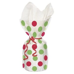 20 RED AND GREEN DOTS CHRISTMAS CELLOPHANE SWEET DISPLAY BAGS