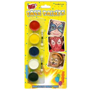FACE PAINTS - 5 COLOURS - 2 APPLICATORS