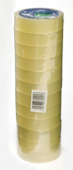 ULTRA TAPE Pack Of 12 ROLLS CLEAR TAPE 24MM X 40M