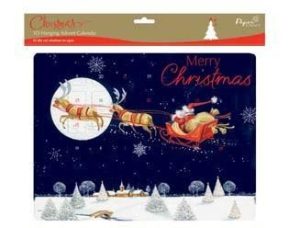 CHRISTMAS / XMAS SANTA WITH REINDEER DESIGN 3D ADVENT CALENDER (25 DIE CUT WI...