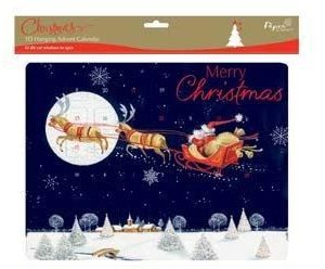 CHRISTMAS / XMAS SANTA WITH REINDEER DESIGN 3D ADVENT CALENDER (25 DIE CUT WI...