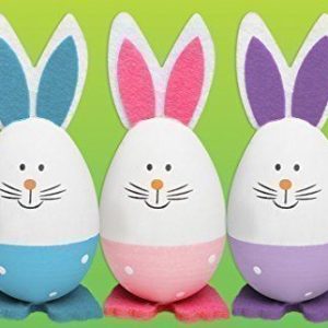 3 SPOTTY BUNNY CHARACTER EGGS EASTER BONNET PARTY DECORATION KIDS PINK BLUE PURPLE