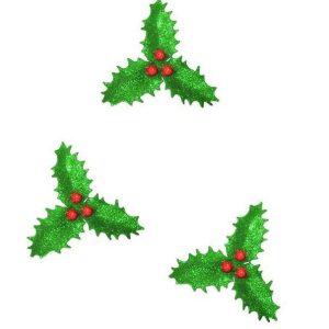 3 HOLLY BERRY LEAF DECORATION CLIP