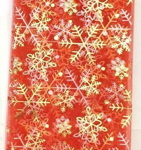 RED CHRISTMAS SNOWFLAKE SHEER TABLE RUNNER DECORATION