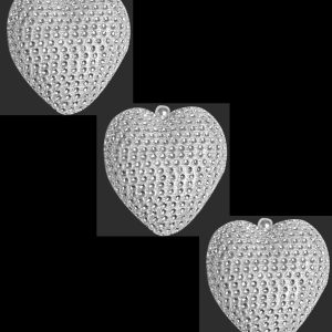 DIAMANTE HEARTS BAUBLES 8CM Pack Of 3