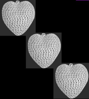 DIAMANTE HEARTS BAUBLES 8CM Pack Of 3