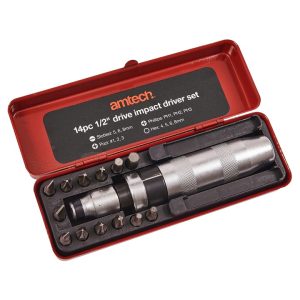 AMTECH 14PC 1/2 INCH DRIVE IMPACT DRIVER SET