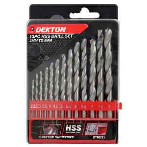 DEKTON HSS DRILL BITS SET 2MM TO 8MM Pack Of 13